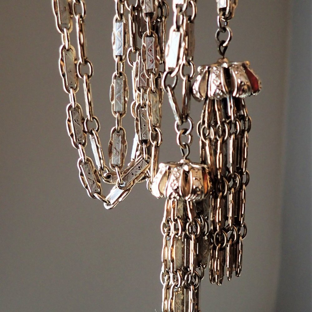 VTG Two Strand Open Tassel Long Necklace Belt 36"